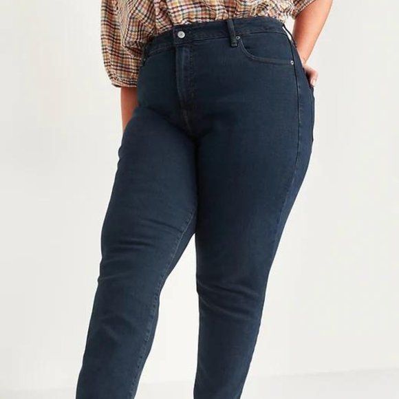 Old Navy High-Waisted O.G. Straight Dark Wash Jeans for Women New - Picture 7 of 8